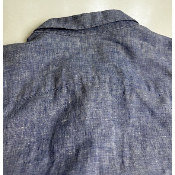 Untuckit Shirt Men XXXL Blue 100% Linen Button Up Dress Collar Plain Flowy Adult - Picture 7 of 11